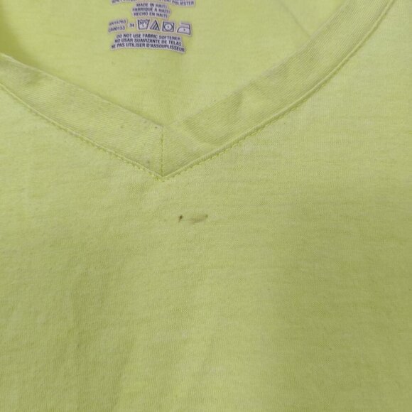Hanes Women's Neon Yellow T-shirt Size Large Casual Cotton Blend - Picture 2 of 7